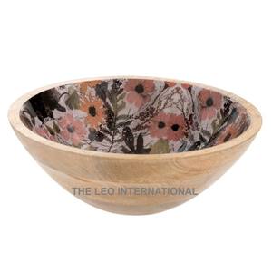 Cuenco para servir de forma redonda de Color marrón, Material de madera, artículos de comedor decorativos, ensaladera de frutas y nueces de Chocolate - Product Image 5