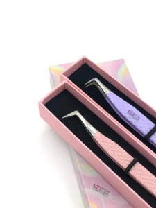 Volume russe différentes couleurs revêtement en poudre 90 degrés fibre pointe en acier inoxydable extension de cils pince à épiler Instruments de beauté - Product Image 3