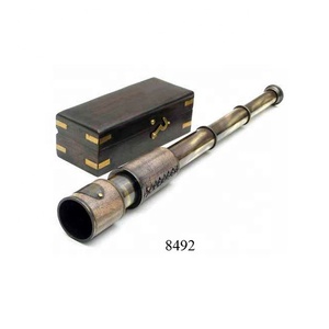 Premium Quality 6" Inch Shiny <b>Brass</b> Pullout <b>Telescope</b> With Wooden Box Indian Wholesale Vintage Design <b>Telescope</b> - Product Image 5