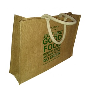 Vente en gros directe d'usine de sac fourre-tout en jute de qualité PARAMOUNT sac à provisions écologique réutilisable imprimé personnalisé sans fermeture - Product Image 6