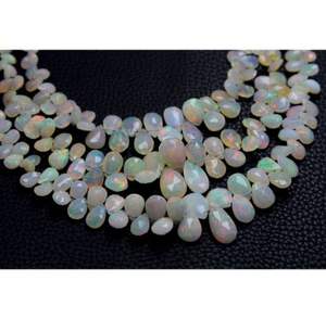 Perles en vrac à facettes en opale éthiopienne gouttes de pierres précieuses en forme de poire de 8 pouces pour la fabrication de bijoux et de bijoux - Product Image 1