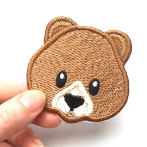 Parche bordado de oso de dibujos animados para niños, bordado con diseño personalizado