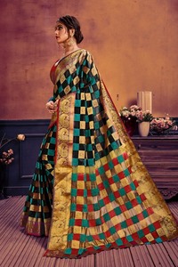 Saris en soie artificielle pour occasions spéciales, mariage, multicolores, lavables, vente en gros de vêtements - Product Image 3