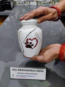 Urna de cremación para mascotas de aluminio Corazón pintado a mano con suministros funerarios de pata - Product Image 2