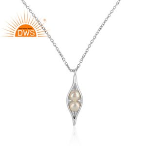 Collier pendentif en argent sterling 925 avec pierre précieuse naturelle en forme de graine de perle, fournisseur en gros de bijoux, collection classique - Product Image 2