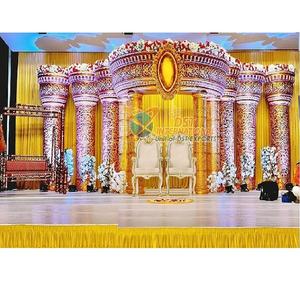 รอยัลโกลเด้นแกรนด์ตกแต่งเวทีแต่งงานพิเศษแกรนด์ Frp ออกแบบจัดงานแต่งงานเวทีจัดงานแต่งงานแกะสลักทอง - Product Image 1