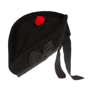 Gorro Glengarry Negro Tradicional al por Mayor |   Sombrero de banda de pipes de las Tierras Altas escocesas |   Casual de lana |   THISTLE ROSE - Product Image 1