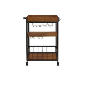 Chariot de service de qualité supérieure Chariot de service de nourriture de couleur noire en fer et en bois pour l'hôtel et le restaurant - Product Image 1
