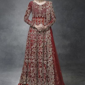 TRENDY-DESIGNER 2021 nupcial Anarkali Lehenga vestido de seda adornado pesado cuentas de cristal piedra para boda-ZARDOZI trabajo - Product Image 1