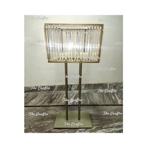 Centro de mesa decorativo de hierro y cristal, centro de mesa de tamaño y forma personalizado para decoración del banquete de boda - Product Image 2