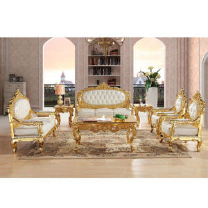 Muebles de sala de estar pulidos en oro de alta calidad, lujosos muebles de sala de estar de oro blanco, sofá y sillas de sala de estar de estilo moderno - Product Image 1