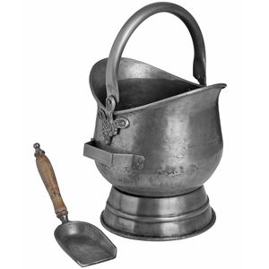 Metal Coal Bucket in Elegant Design with Sleek Silver Finished Perfect <b>for</b> Garden <b>Accessories</b> and <b>Fire</b> <b>Pit</b> Wood Storage - Product Image 2