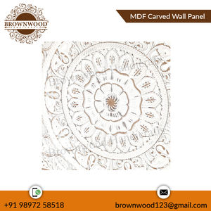 Panneau mural en bois MDF sculpté à la main de qualité supérieure, vente en gros d'usine, 90x90 cm, couleur blanc brûlé antique, pour la décoration - Product Image 3