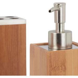 Bamboo Soap Dispenser <strong>and</strong> Dish <strong>Toilet</strong> <strong>Brush</strong> Toothbrush Holder Tray <strong>Bin</strong> 6-Piece <strong>Bathroom</strong> <strong>Set</strong> - Product Image 3