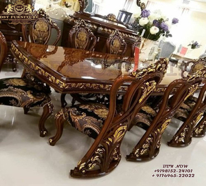 Buy Modern Durable Teak Wood Hand Carved <b>Dining</b> Table Set with <b>Chairs</b> Customized Size for <b>Dining</b> Room - Product Image 3