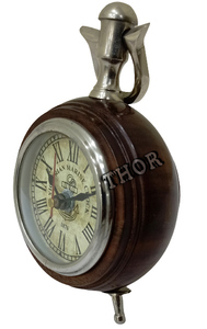 Vintage 1876 Brown Wood Desk <strong>Clock</strong> Victorian Marine Style <strong>Table</strong> Home Decor <strong>with</strong> <strong>Digital</strong> <strong>Display</strong> and Alarm Function - Product Image 4