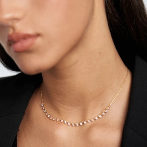 قلادة فضية عيار 925 مطلية بالذهب من الشركة المصنعة للمجوهرات، قلادة أنيقة مرصعة بالألماس والزركون - Product Image 3