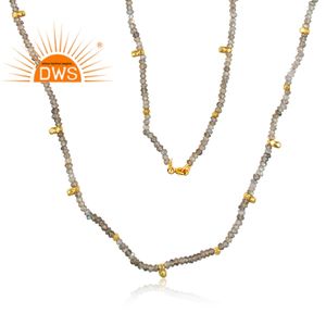Labradorite Gemstone Beaded Necklace Wholesale Handmade Gold Plated 925 Silver Beads Necklace Jewelry Classic Collection - Product Image 2