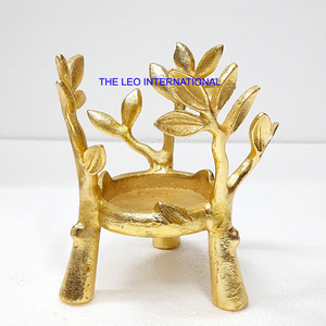 Porte-bougie décoratif en métal argenté en forme de plante, pour bougie chauffe-plat, décoration lumineuse, cadeaux de luxe - Product Image 3