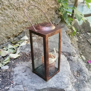 Juego de 2 Faroles Metálicos de Alta Calidad - Farol de Bronce - Centro de Mesa para Bodas - Decoración de Mesa - Decoración para Bodas - Metálico - Product Image 1