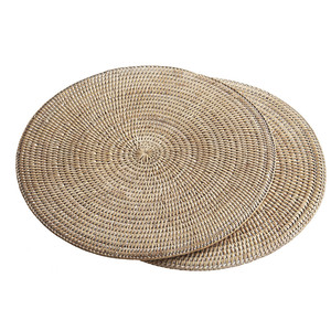 Handwoven Decorative Rustic Vintage <b>Round</b> Rattan <b>Placemat</b> Sustainable Made in Vietnam - Product Image 3