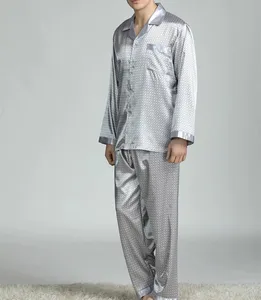 Rahat Modern stil erkek leke ipek iki adet pijama setleri, Sleepwearhome erkek saten yumuşak rahat uyku salonu aşınma