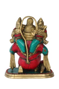 Artesanía en Latón, Estilo Art Deco, Estatua del Dios Hanuman Ji con Acabado en Piedra, Ídolo Hindú Indio, Escultura Decorativa, Regalo, Panchmukhi Hanuman - Product Image 4