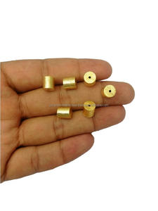 Cuenta con forma de tambor de 8mm hecha a mano en accesorios de joyería de Metal dorado cepillado para diseño personalizado - Product Image 2