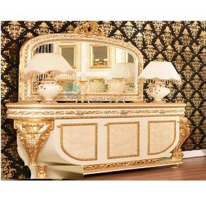 Mesa de consola europea con espejo para sala de estar, elegante mesa de consola de aspecto dorado para decoración del hogar, mesa de consola de estilo francés - Product Image 1