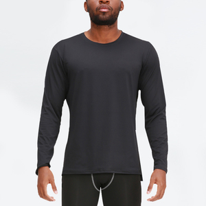 T-shirt à manches longues, de couleur unie, séchage rapide, pour le sport, le Fitness, la course, avec Logo personnalisé, vêtements d'entraînement, nouveauté - Product Image 4