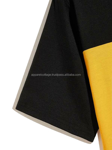 High Quality Custom <b>Men's</b> Two Tone Split Color Half Sleeves Contrast Ribbed Neck <b>Tshirt</b> Wholesale Black & <b>Yellow</b> <b>Men</b> <b>Tshirts</b> - Product Image 4