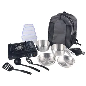 13pcs Aluminium Complete Camping Cooking Pot set Pack Outdoor Cookware For Family Hiking Travelling