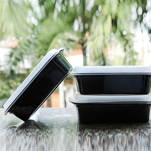 High Quality Premium Black Plastic Fast Food Container With Air Tight Lid
