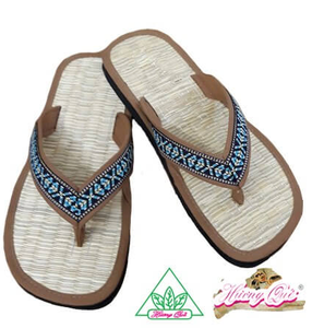 Huong Que DCQ-02 Casual Flat Sandals PVC Insole Seagrass Flip Flops Summer Design Massage Spring Beach/Outdoor Cinnamon Clean - Product Image 2