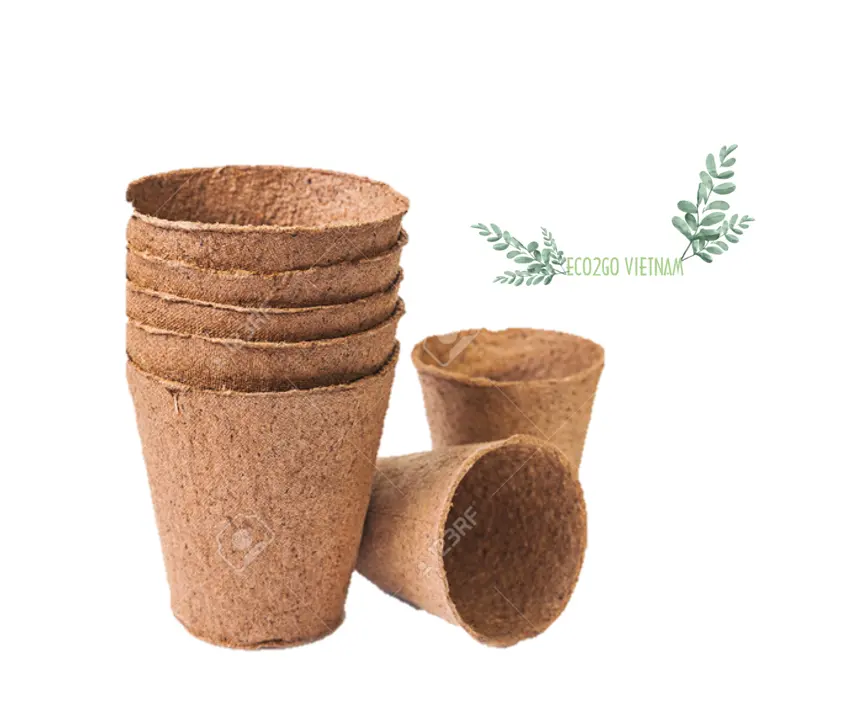Eco2go pote de fibra de coco, vaso de plantas de fibra de coco de alta qualidade feita no vietnã para usar no jardim feita no vietnã