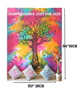 Tapisseries murales florales en coton, tailles Twin et Queen, plusieurs couleurs, décoration intérieure, literie, faites à la main par des artisans indiens - Product Image 6