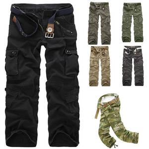 กางเกงต่อสู้บุรุษ,กางเกงคาร์โก้สีดำกางเกงทำงานบางน้ำหนักเบามีหลายกระเป๋าด้านล่าง - Product Image 1