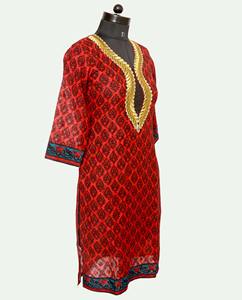 Zari Broderie Imprimé Coton Kurti pour Adultes Style Indien Ethnique Saree avec Impression Numérique pour les Fêtes de Mariage Style Pakistanais - Product Image 2