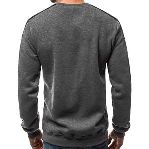 Sweat-shirt de sport décontracté en jersey pour hommes, pull à col rond en molleton patchwork avec motif solide - Product Image 3