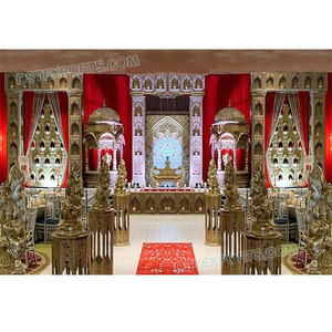 Configuración de escenario de fibra de boda Grand Mughal, escenario Jhronka DE BODA indio tradicional, escenario de boda temático antiguo Srilankan - Product Image 1