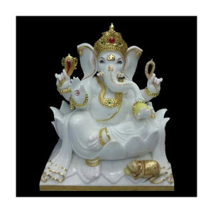 Marble Sitting God Ganesha Statues - Product Image 1