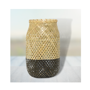 Lanterne en bambou naturel tressé à la main bicolore noire, décoration d'intérieur, taille personnalisée, vente en gros, Wicker King Craft Viet - Product Image 2