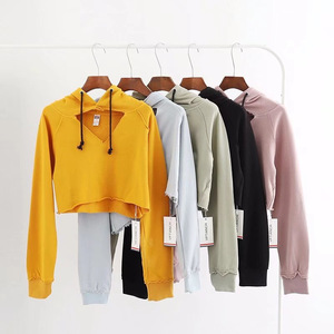 Sudadera corta con capucha para mujer joven, ropa para correr, chaqueta, Jersey, Top deportivo para otoño e invierno, color rosa - Product Image 1