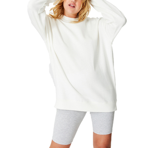 Sudadera personalizada OEM 2021 de nuevo diseño, 100% algodón, estilo pullover, lisa, para mujer, talla grande, manga larga. - Product Image 2