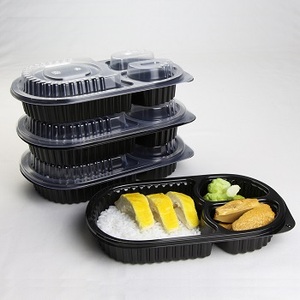 3 Compartment 600ML Oval Shape Plastic Lunch Box With Lids