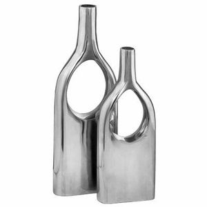 Jarrón con acabado de plata martillada de aluminio fundido - Product Image 4