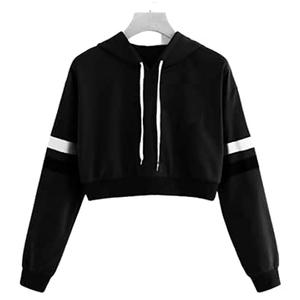 Sweat-shirt à capuche personnalisé pour femmes, haut court gris, tissu polaire, imprimé, coton uni, ras du cou, tendance 2020 - Product Image 1