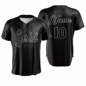 cheap rates best quality team custom name Sublimated Baseball Jerseys Softball Shirts Big Size 3XL Black Jersey