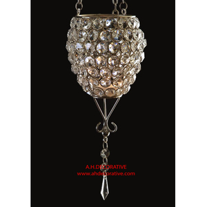 Bougeoir suspendu décoratif pour la maison de Noël à vendre Porte votif perlé en cristal fait main - Product Image 2