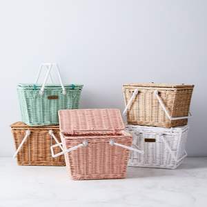 Hecho a mano tejido de cesta de mimbre con mango-hecho a mano de mimbre, cesta de Picnic Camping ( [Ws0084587176063] - Product Image 3